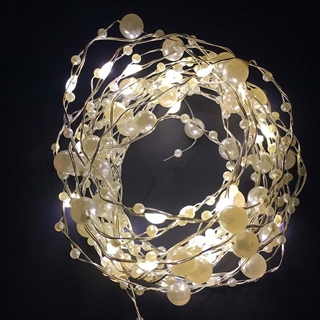 LED lyskæde med hvide perler - 5 m